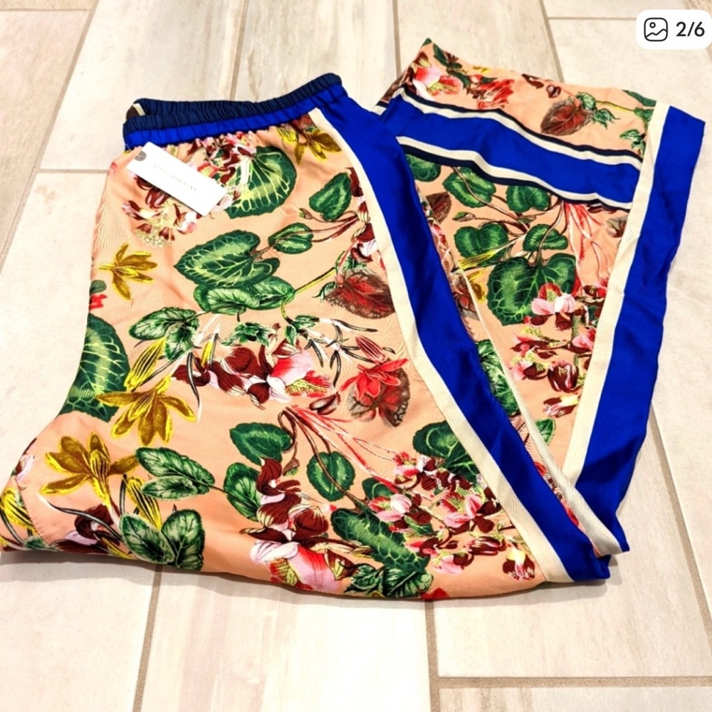 🌸 Anthropologie Elevenses Gardener Silk Wide Leg Pant - M - Picture 5 of 7